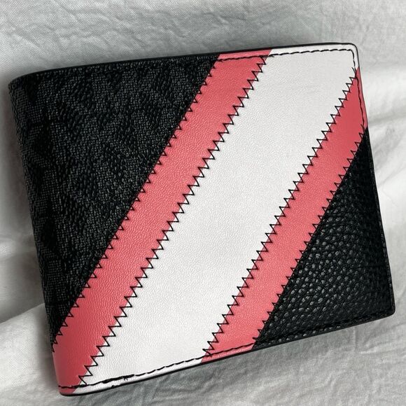 Michael Kors Men’s Wallet Cooper Billfold Pink Stripe Wallet NWT MSRP $178
